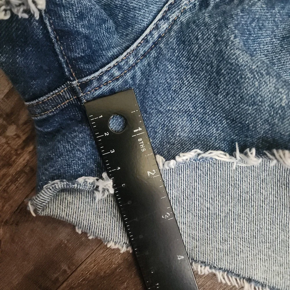 AGOLDE Denim Shorts Women 32 Blue Parker High Rise Cut Off Frayed Hem Button Fly
